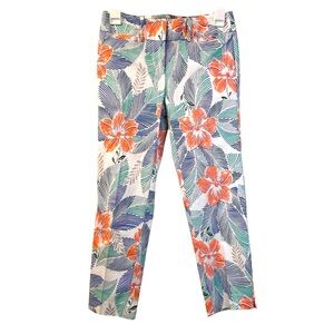 NWOT Ann Taylor Capris Cropped Pants Tropical Hawaiian Print Pockets WM SZ 00P